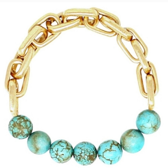 Jewelry - New boutique chunky gold tone turquoise bracelet